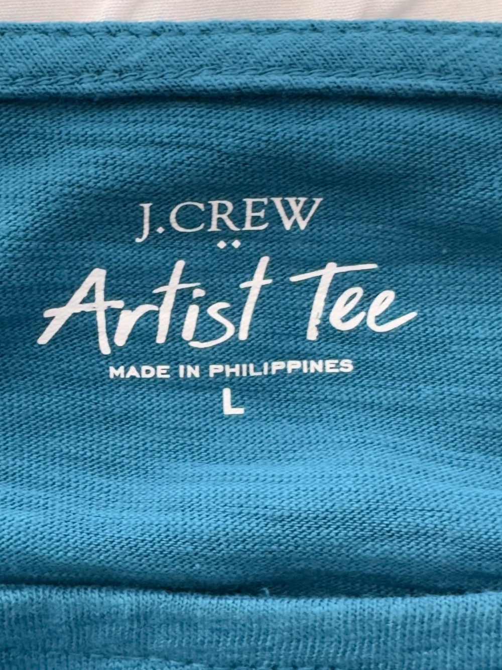 J. Crew Blue Teal Artist Tee Long Sleeve 100% Cotton Tee - Picture 3 of 5